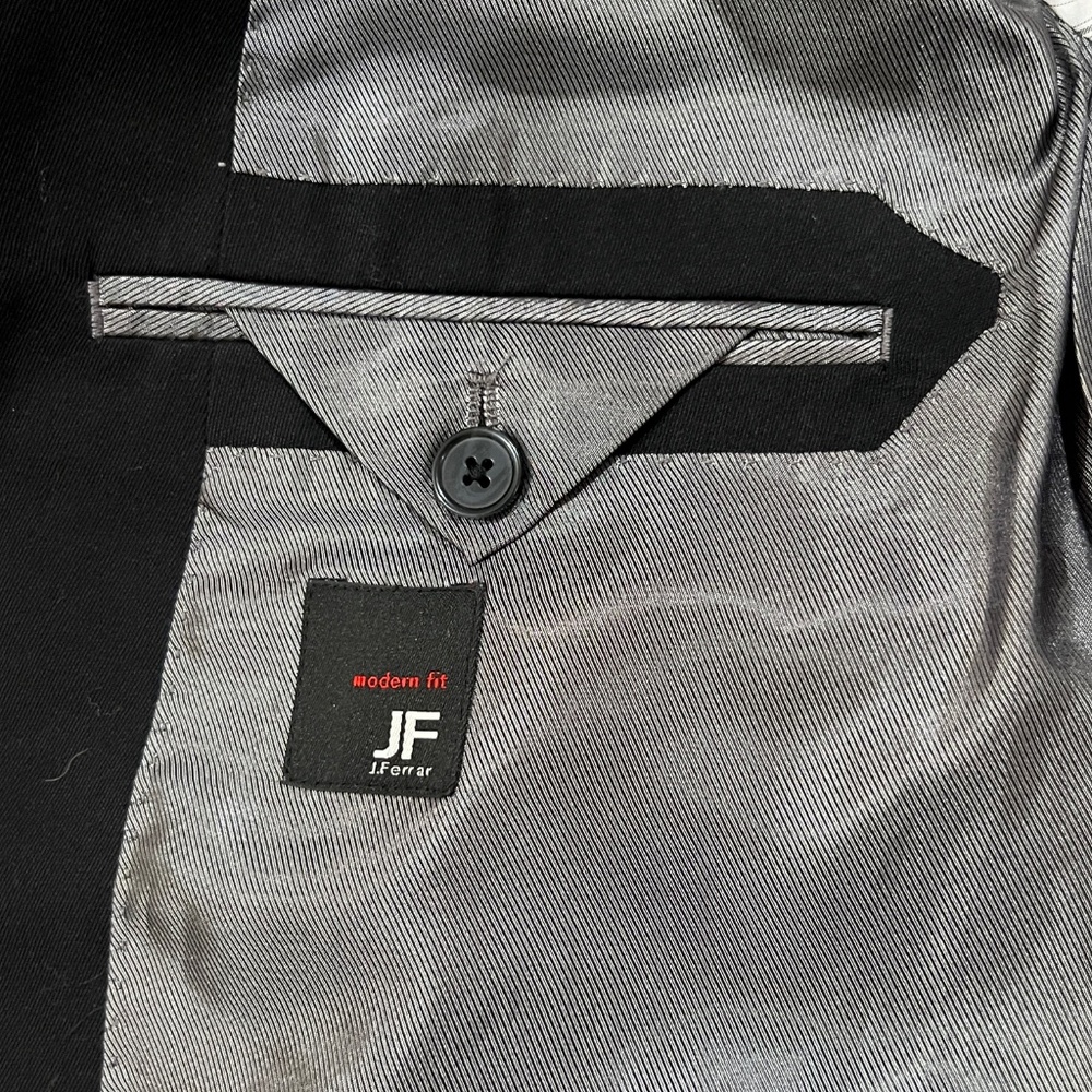 J. Ferrar Mens Tuxedo 42R Blazer Jacket 34x34 Dress Pants Black modern fit Suit - Picture 8 of 16